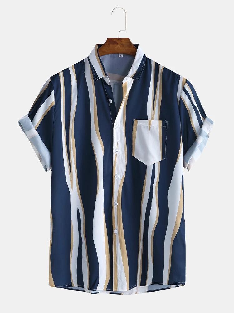 Mens Plain Color Casual Short Sleeve Shirts
