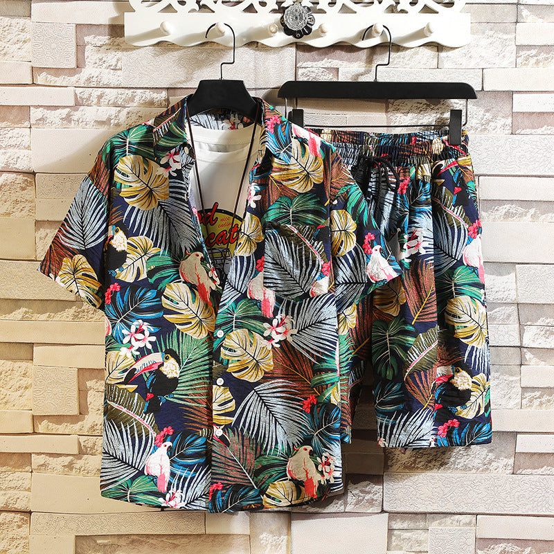 Men's Hawaii Casual Printed Summer Tropical Shirts Suits