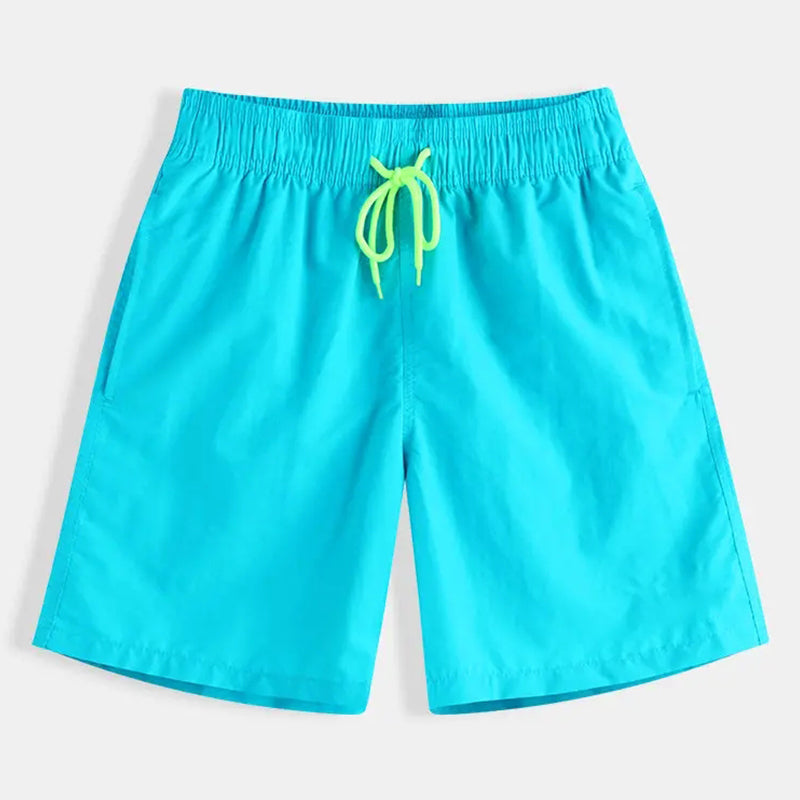 Men Shinny Plain Waterproof Swim Trunks