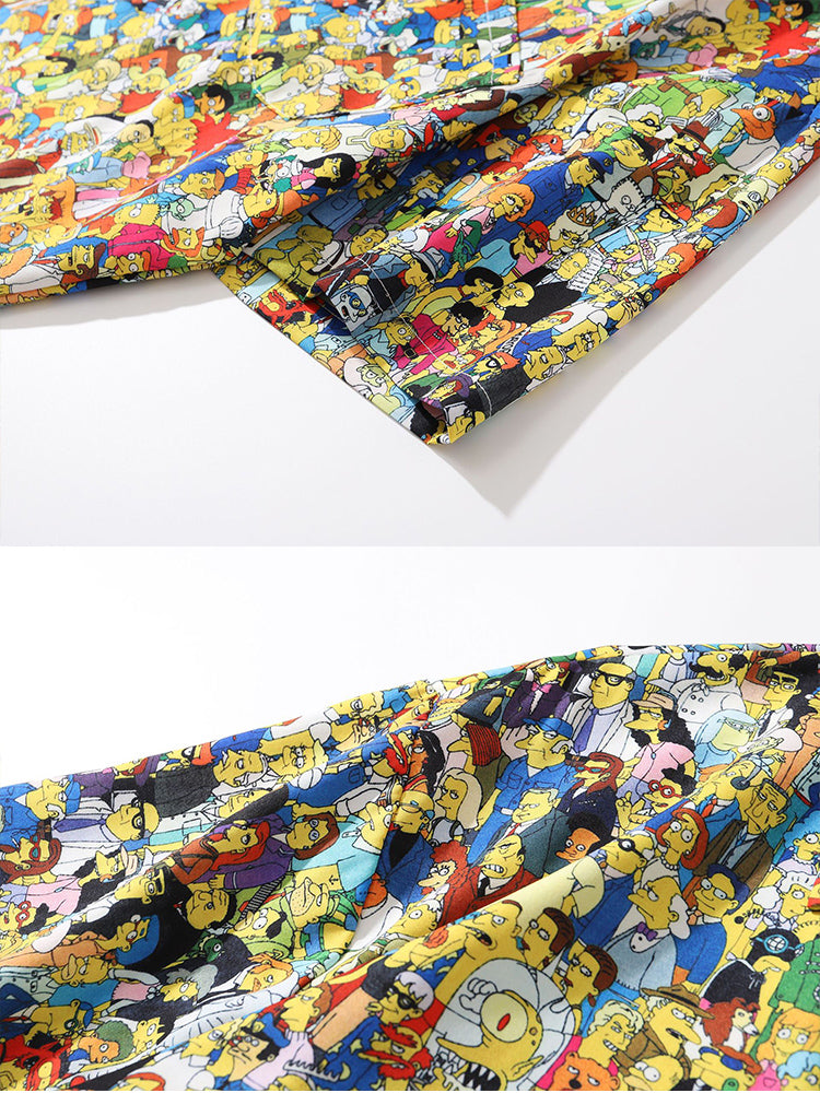 Mens Funny Cartoon Print Light Casual Shirts