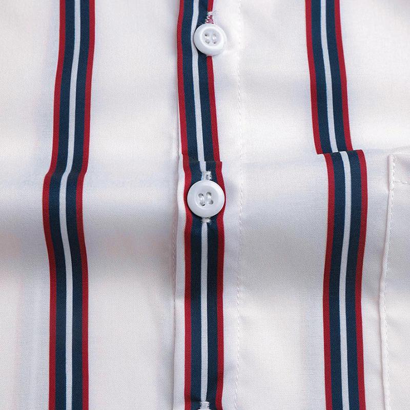 Mens Stripe Breathable Multi Color Chest Pocket Shirts