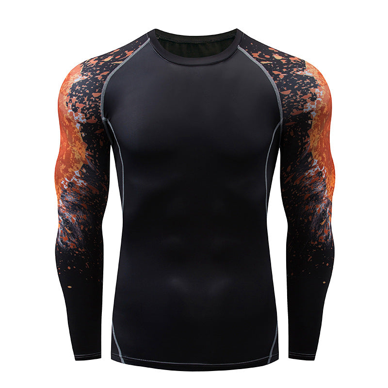 Mens Elastic Sport Training Quick Drying Printing Tops