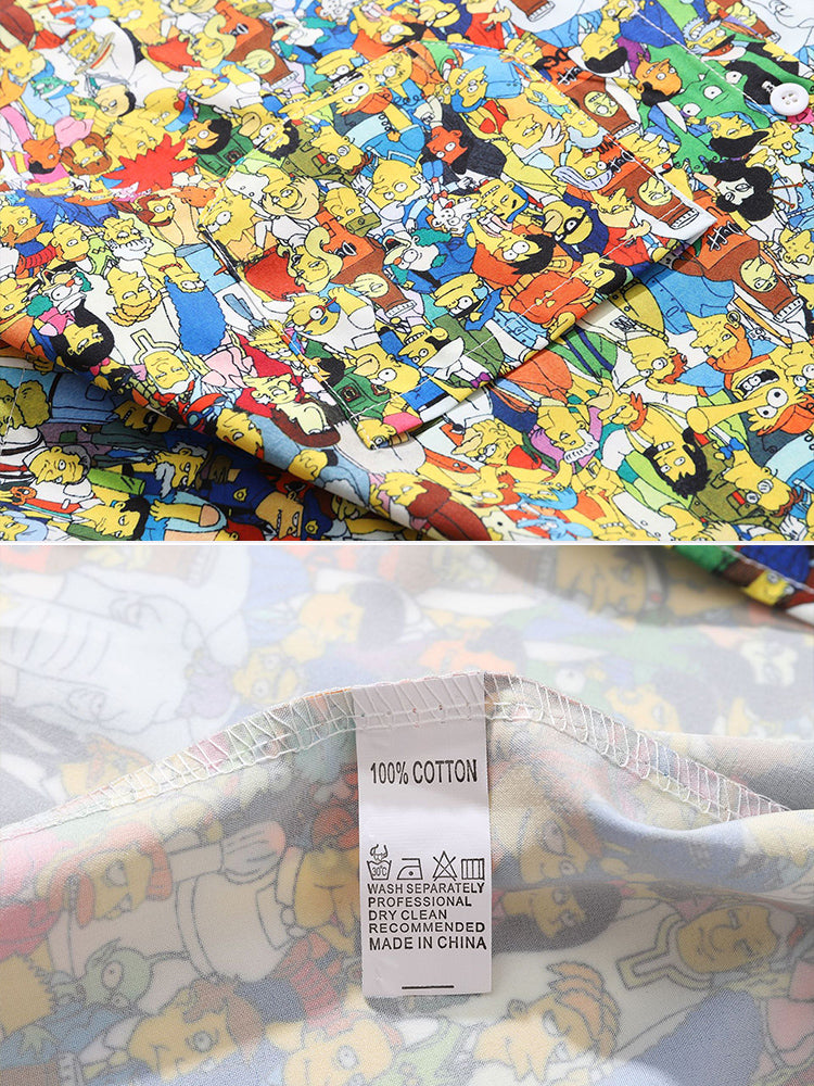 Mens Funny Cartoon Print Light Casual Shirts