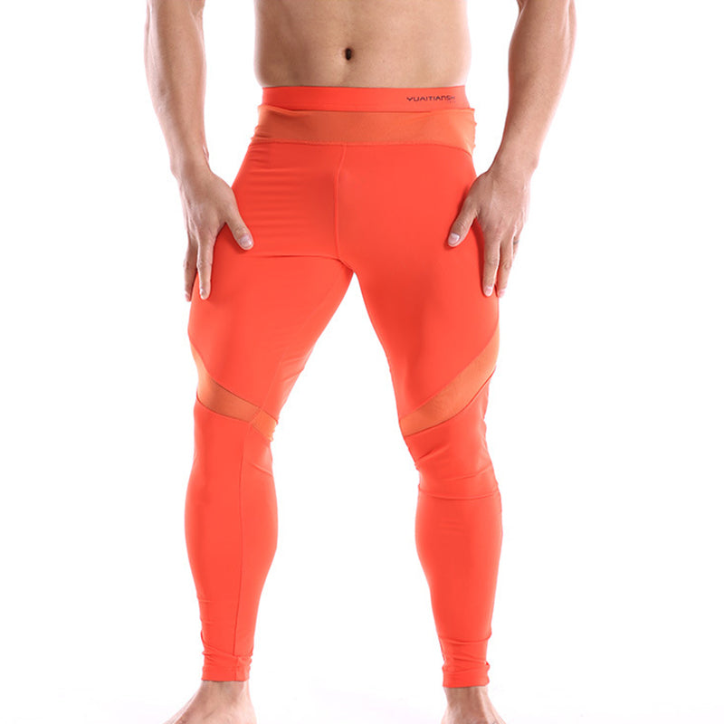 Mens Nylon Mid Waist Sports Tights