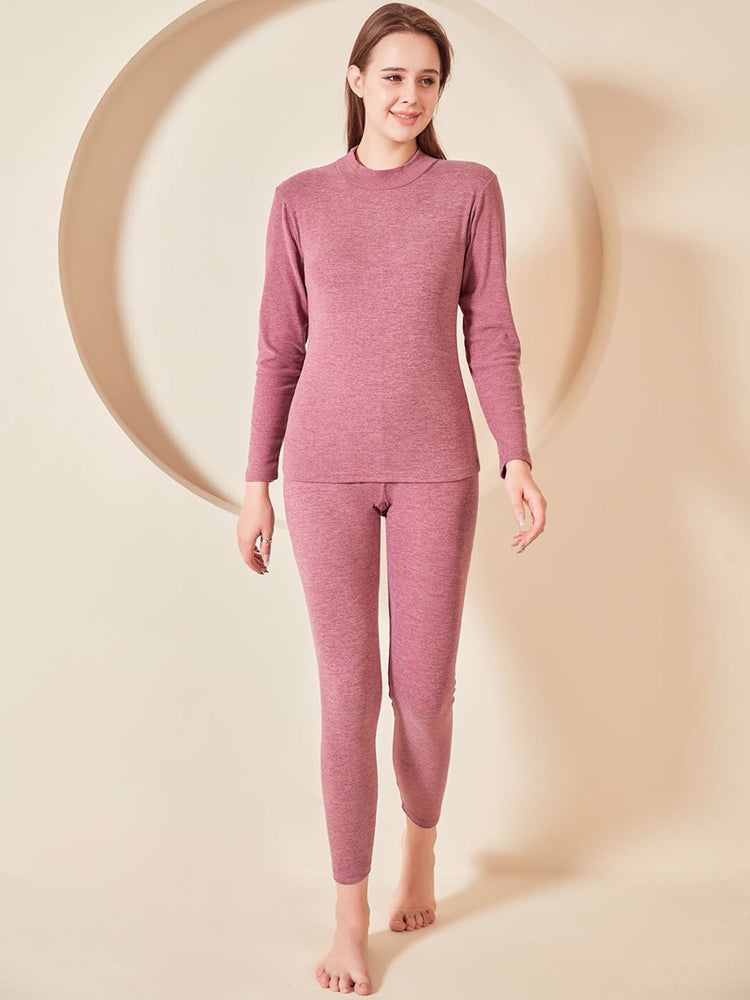 Mid Low Neck Couple High Elastic Pajamas Set