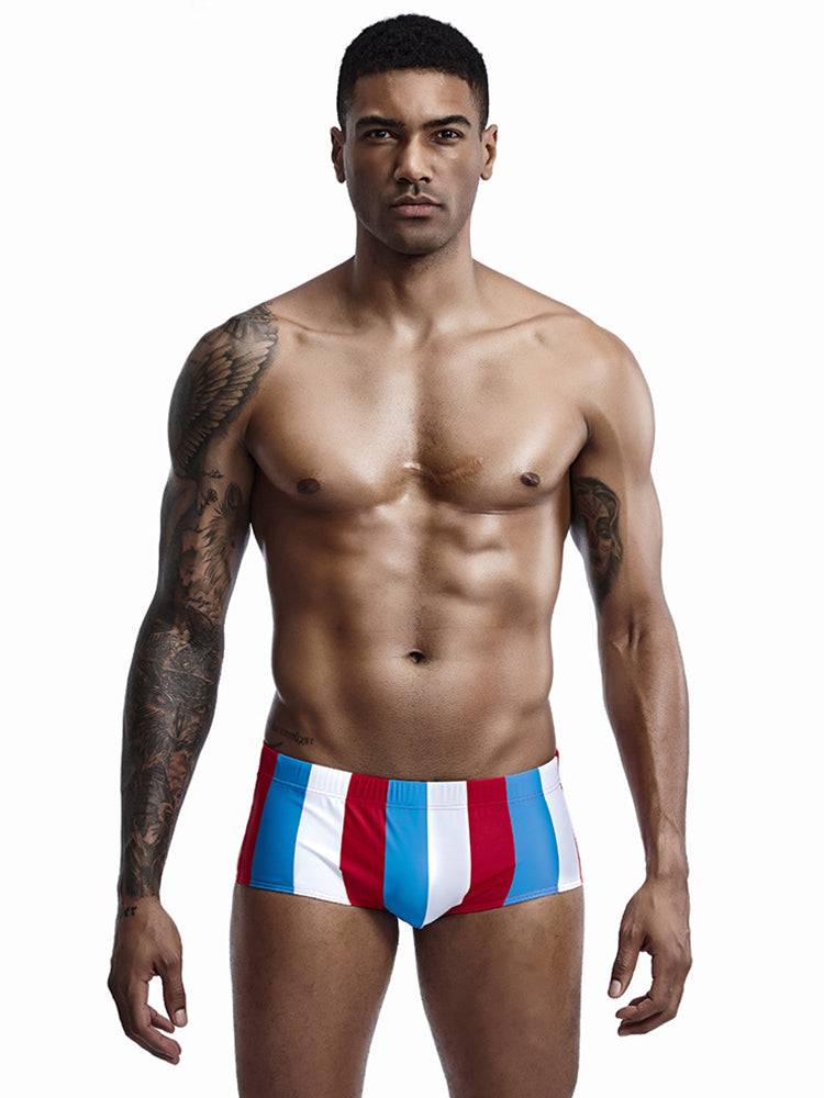 Mens Sexy Breathable Soft Stripe Swim Briefs