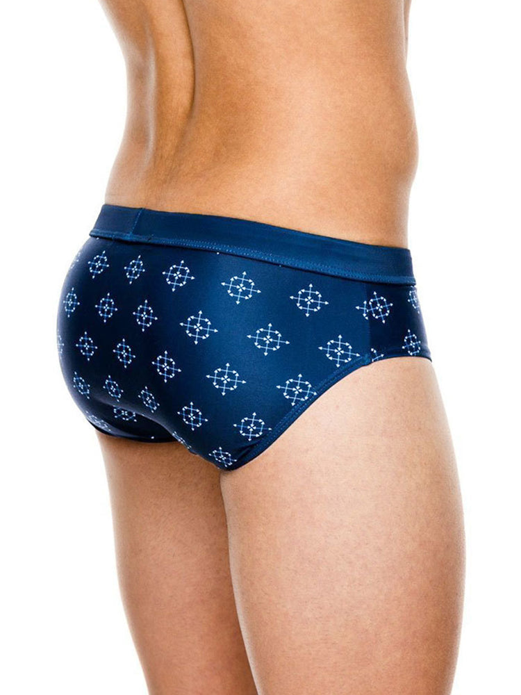 Men Geometry Drawstring Bikini Swim Briefs