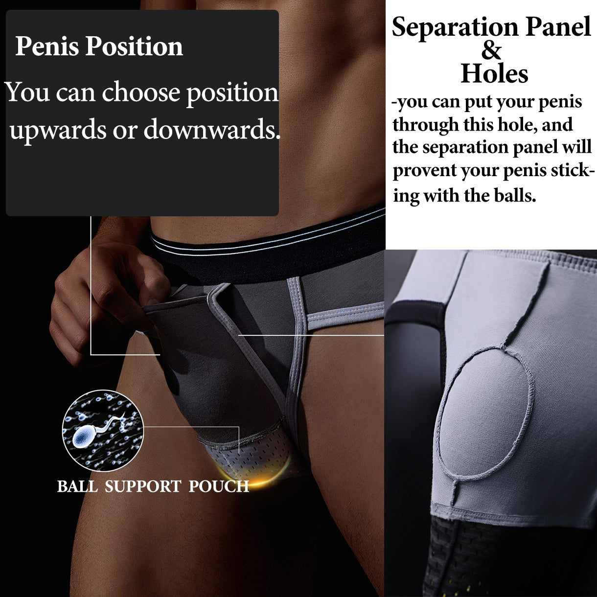 Ball Upward Separate Pouches Men's Briefs