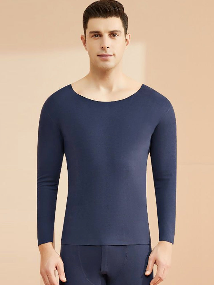 Men's Seamless Splice Thin Design Thermal Set