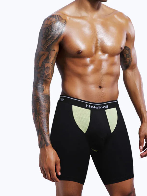 Dual Pouch Men's Long Legs Sports Boxer Briefs