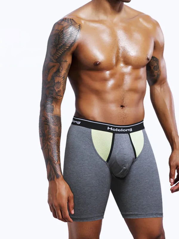 Dual Pouch Men's Long Legs Sports Boxer Briefs